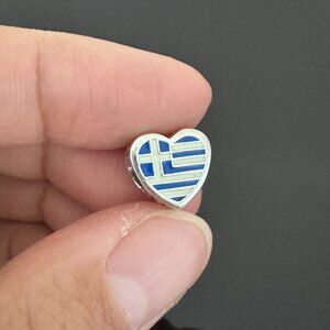 Pandora Greece Flag Heart Charm